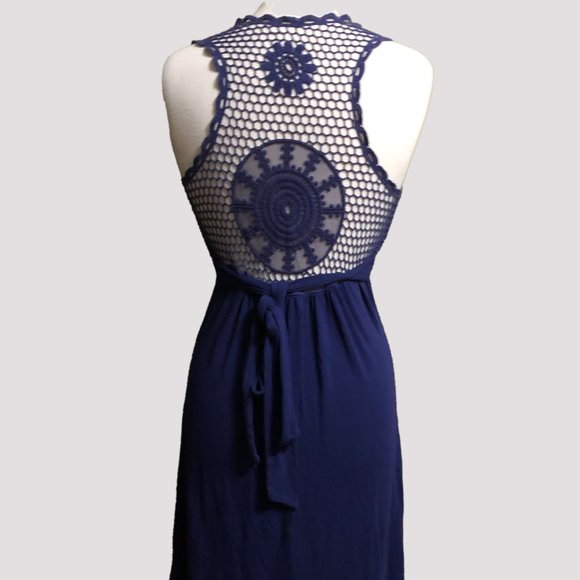 Purple Cable and gauge dress with Lattice Knit Back - Picture 1 of 6